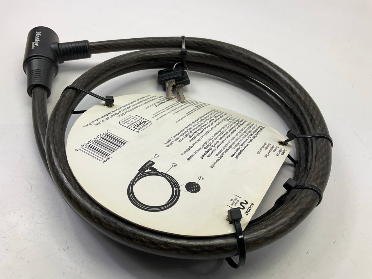 Master Lock 8142DAT 6 Ft Cable Bike Lock W/ 7/16'' Inner Diameter Cable + 2 Keys
