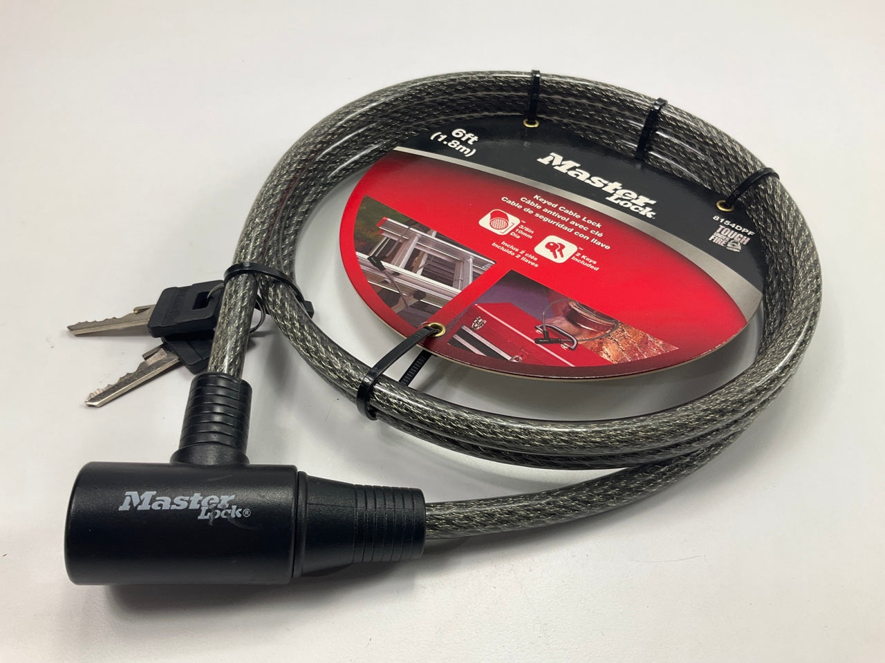Master Lock 8154DPF - Braided Steel Cable Lock With Key 6 FT  Long, 3/8'' Dia.