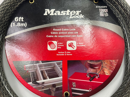 Master Lock 8154DPF - Braided Steel Cable Lock With Key 6 FT  Long, 3/8'' Dia.