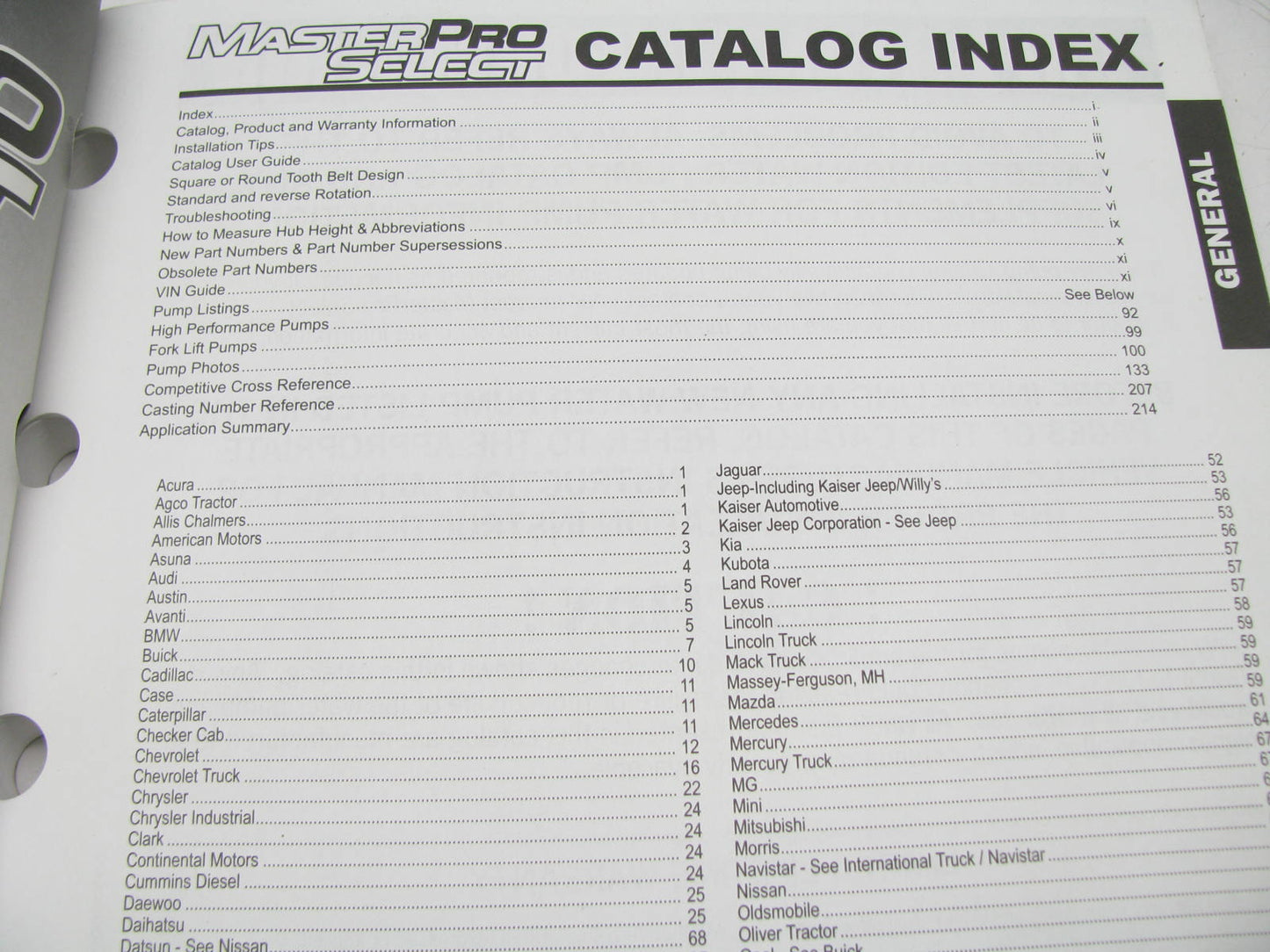 Master Pro CA-09MP New Water Parts Catalog - Import & Domestic - 2009, 228 Pages