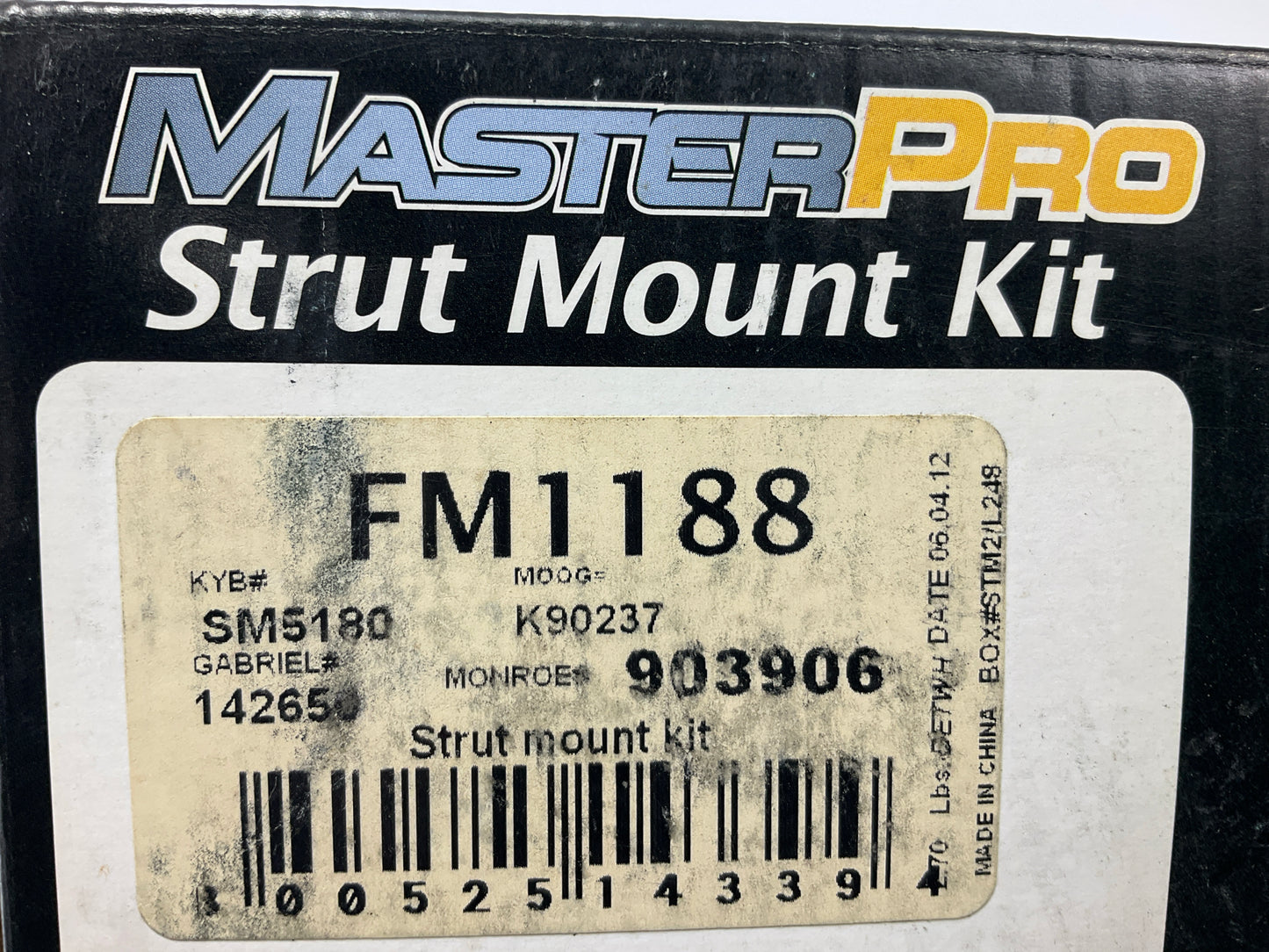 Master Pro FM1188 Front Left Strut Mount For 1998-03 Toyota Sienna, 99-02 Solara