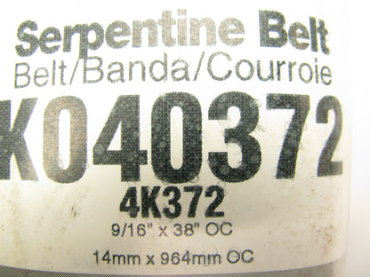 Master Pro K040372 Serpentine Belt - 0.56'' X 37.50'' - 4 Ribs