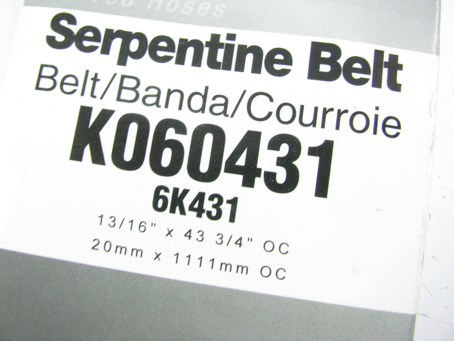 Master Pro K060431 Serpentine Belt