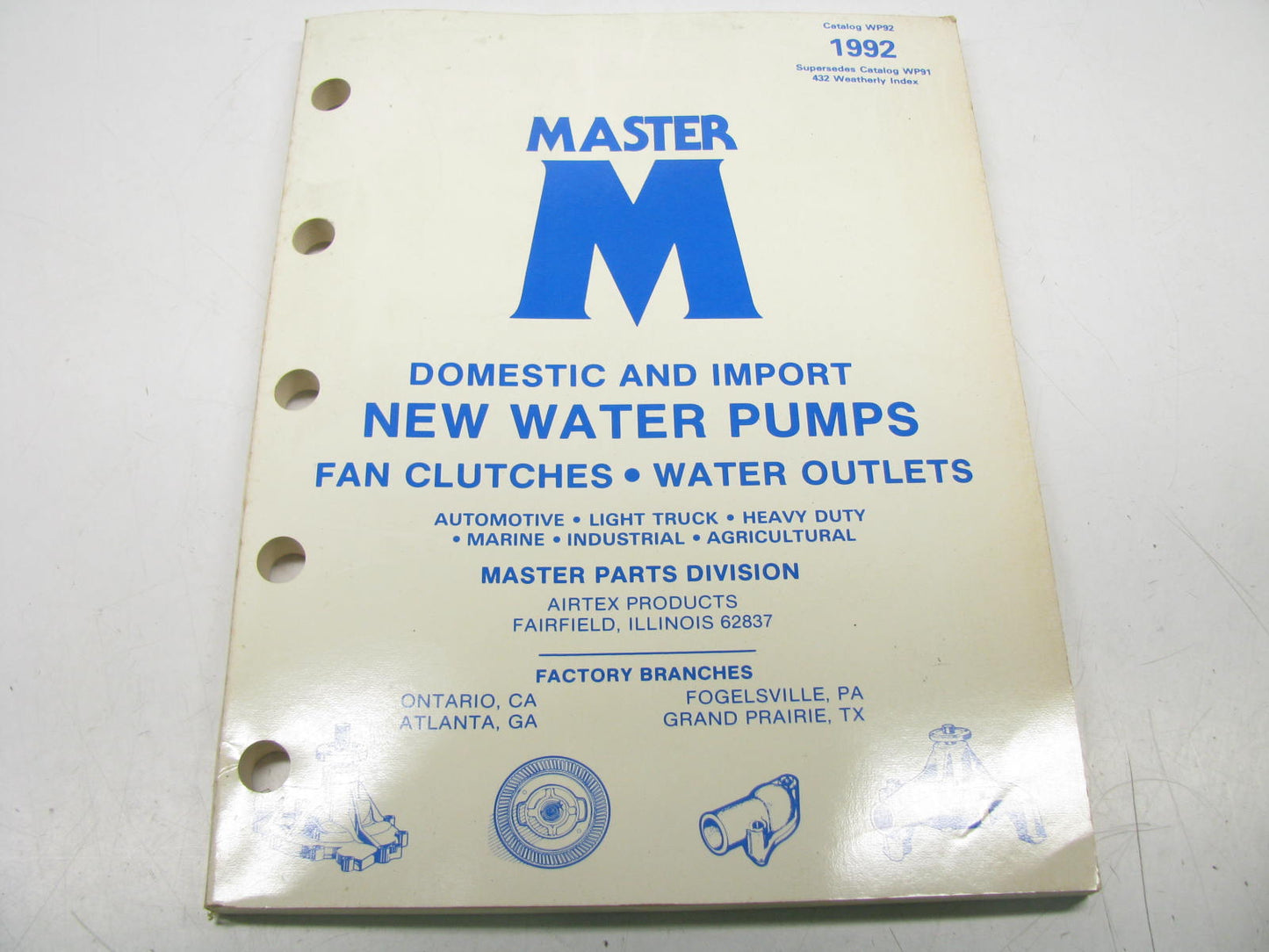 Master WP92 Water Pumps, Fan Clutches & Outlets Parts Catalog - 1992, 228 Pages