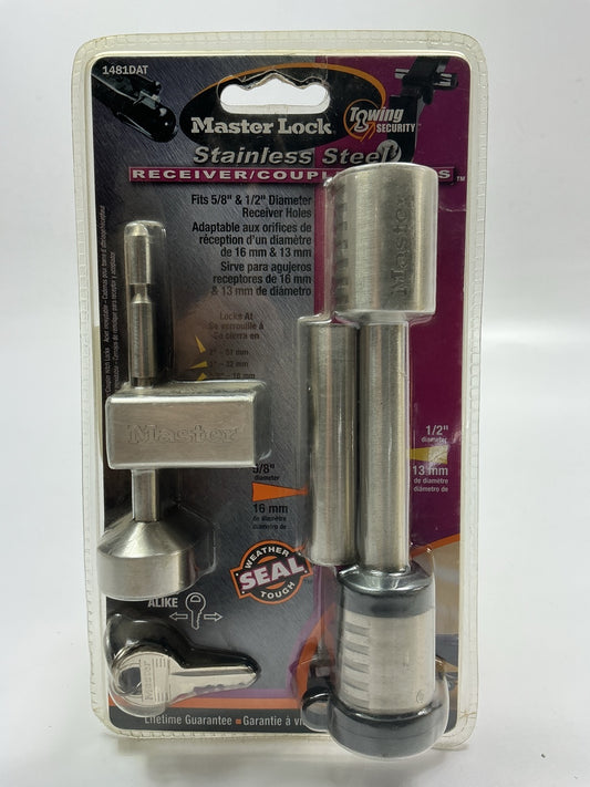 MasterLock 5/8'' Stainless Steel Receiver Lock W Adjustable Coupler Latch Lock