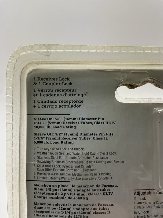 MasterLock 5/8'' Stainless Steel Receiver Lock W Adjustable Coupler Latch Lock