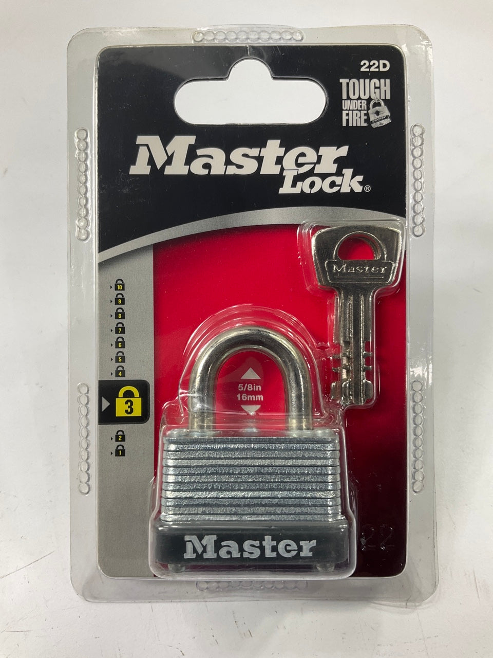 (4) Master Lock 22D Laminated Steel Warded Padlock, 1-1/2-Inch Wide Body, 5/8''