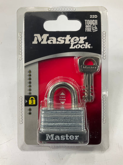 (4) Master Lock 22D Laminated Steel Warded Padlock, 1-1/2-Inch Wide Body, 5/8''