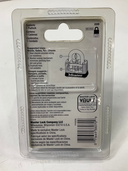 (4) Master Lock 22D Laminated Steel Warded Padlock, 1-1/2-Inch Wide Body, 5/8''