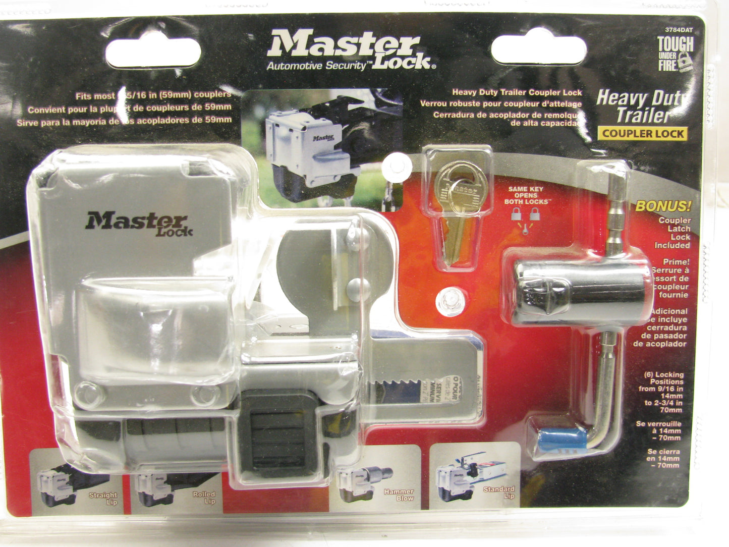 Masterlock 3784DAT Heavy Duty Trailer Coupler & Latch Lock- 2-5/16 In