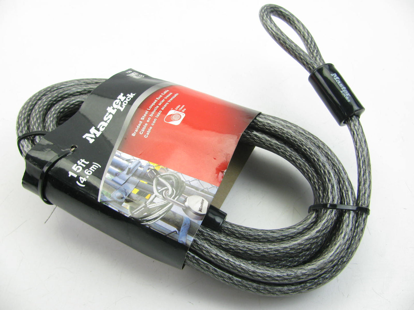 Master Lock 72DPF 15' Steel Cable With Looped Ends