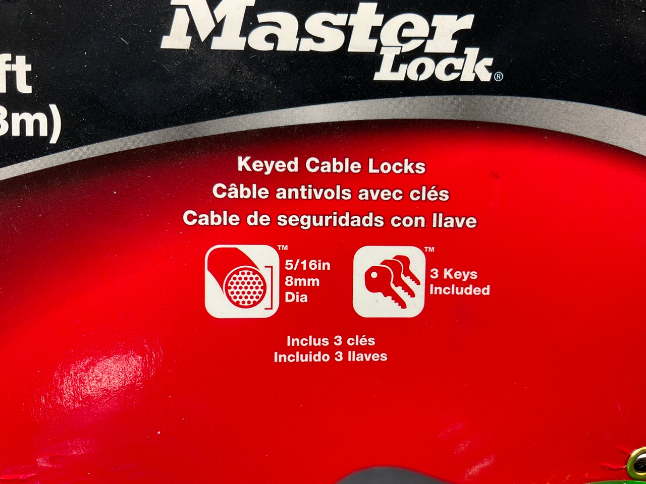 Master Lock 8127TRI Keyed Cable Locks Green Blue Red 6ft X 5/16'', Pack Of 3