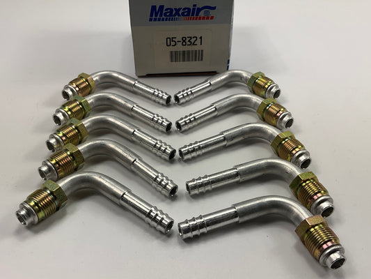 (10) Max Air 05-8321 A/C Fitting, 1/2'' X #8 Hose Size, Male O-Ring 90 Degree