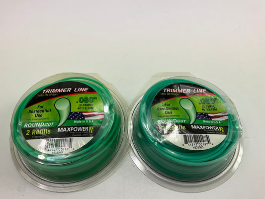 (2) Maxpower 333080 Residential Grade Round .080'' Trimmer Line 40-Foot Length