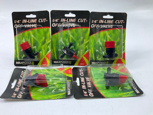 5 PC Maxpower 339134 Lawn Mower Small Engine 1/4'' In-Line Fuel Gas Cut-Off Valve