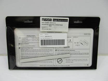 NEW GENUINE Brushed Stainless Steel License Plate Frame Bracket OEM Mazda Rx-8