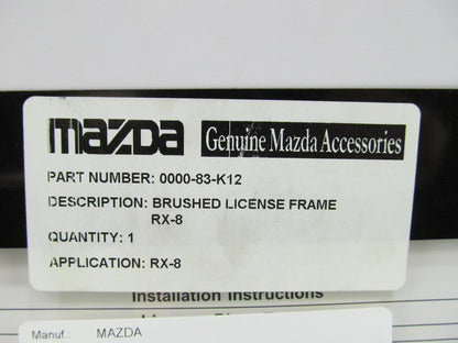 NEW GENUINE Brushed Stainless Steel License Plate Frame Bracket OEM Mazda Rx-8