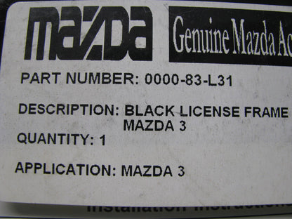 NEW GENUINE Black Stainless Steel License Plate Frame Holder W/ Mazda 3 Logo
