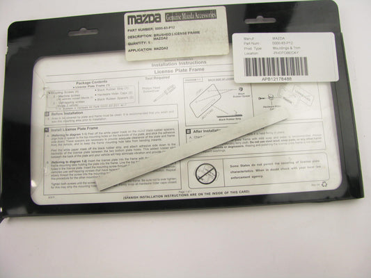NEW Brushed Stainless Steel License Plate Mounting Bracket OEM For 11-15 Mazda 2