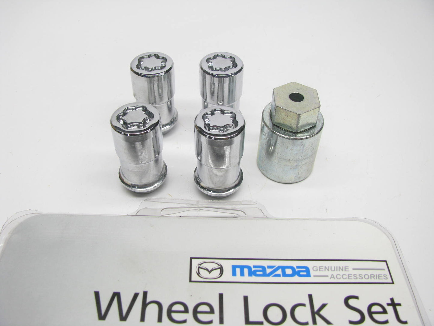 NEW OEM Mazda 0000-88-120P-BP Factory Chrome Wheel Lock Set Lug Nut Kit M12x1.5