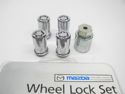 NEW OEM Mazda 0000-88-120P-BP Factory Chrome Wheel Lock Set Lug Nut Kit M12x1.5