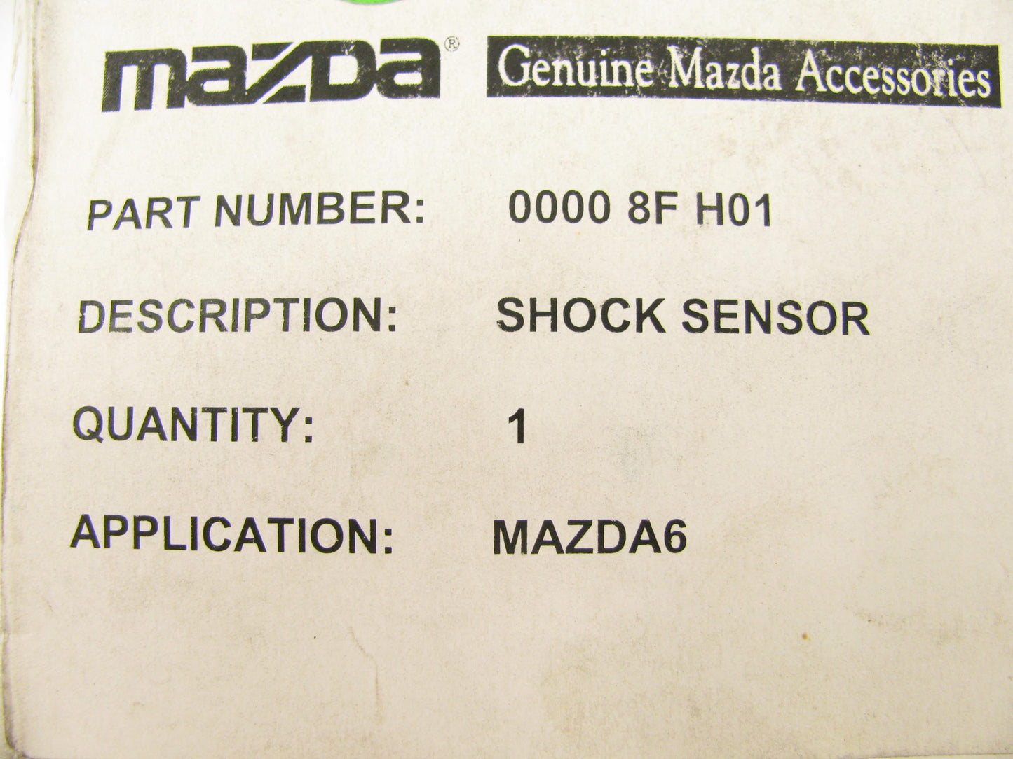NEW - OEM Mazda 00008FH01 Anti-Theft Shock Alarm Sensor