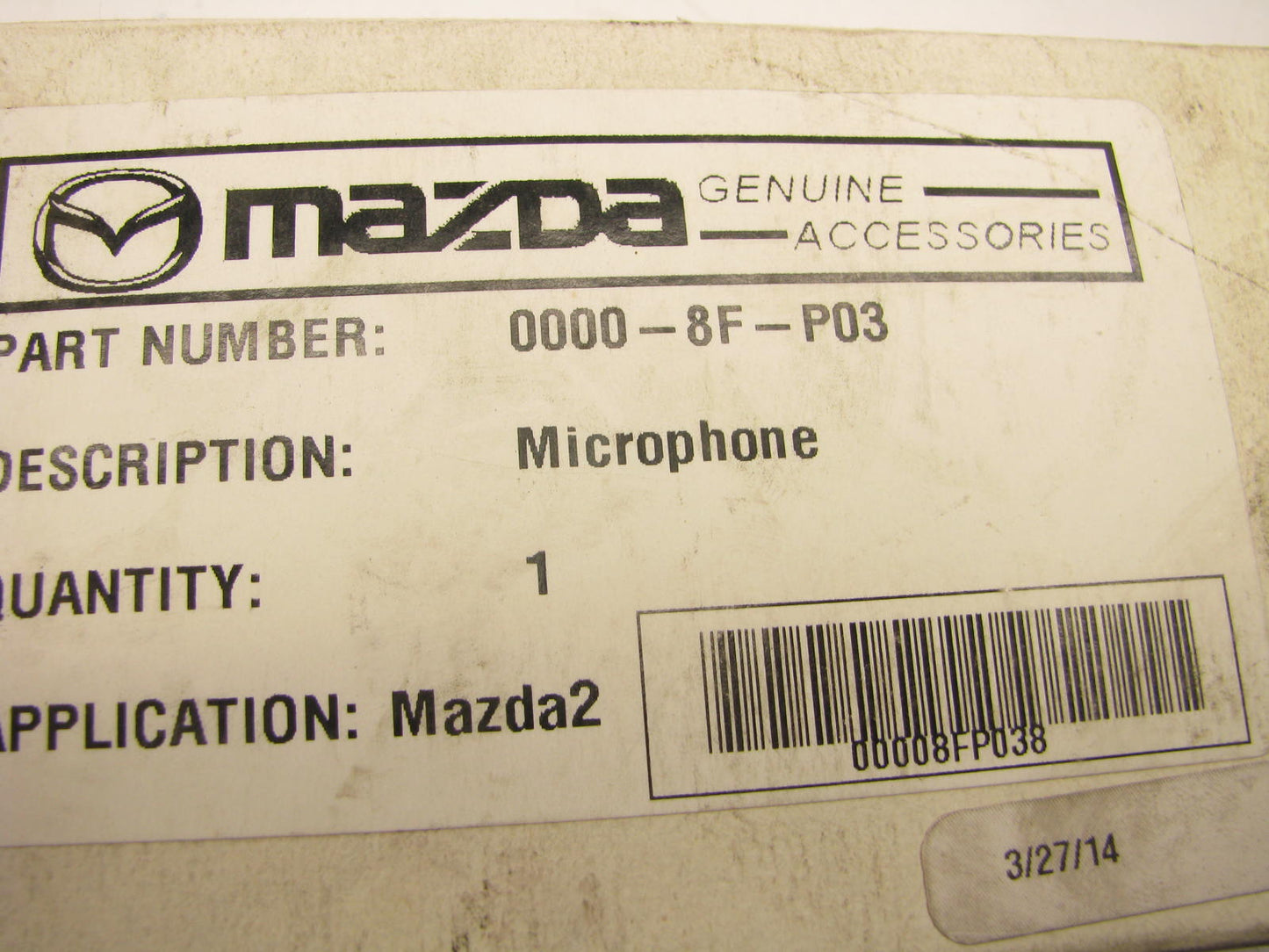 NEW - OEM Mazda 00008FP038 Headliner Microphone Assembly 2010 Mazda2