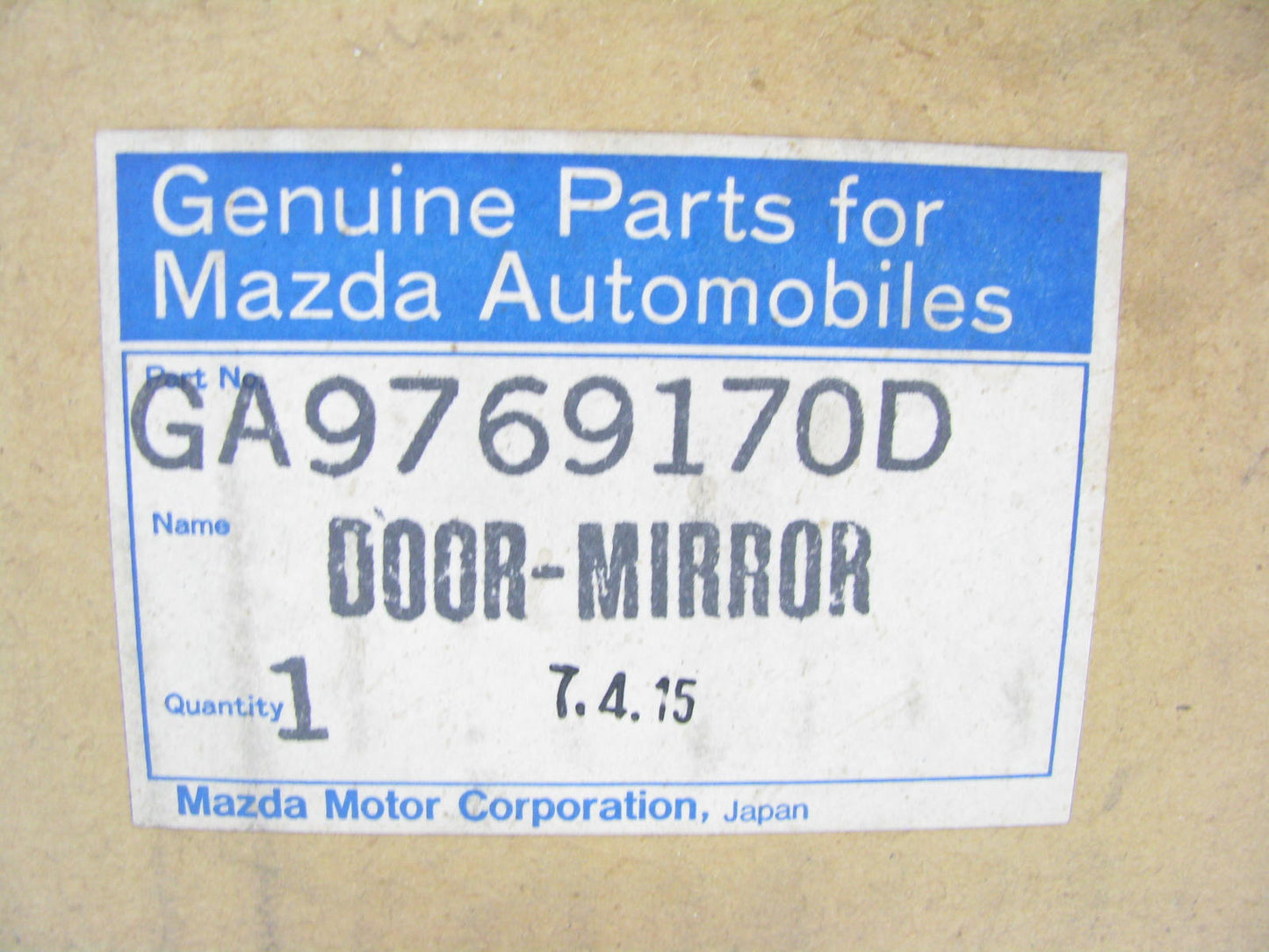 NEW GENUINE OEM Mazda GA9769170D LEFT Side MANUAL Door Mirror 84-85 626