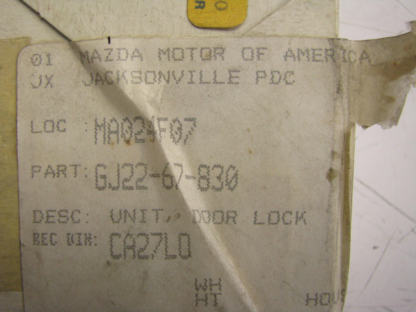 NOS -OEM GJ22-67-830 Door Lock Relay For 1990-1992 Mazda 626, MX-6