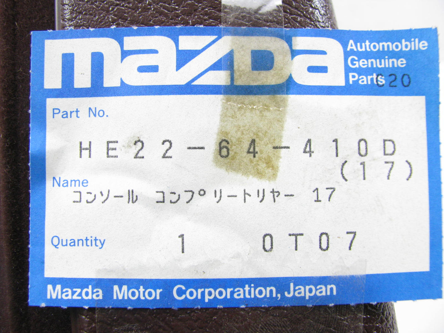 NOS Genuine OEM Mazda Center Console HE22-64-410D-17 For 1988 Mazda 929