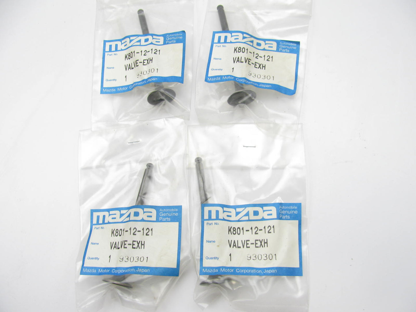 (4) NEW - OEM Mazda K801-12-121 Engine Exhaust Valves 1992-1995 MX-3 1.8L-V6