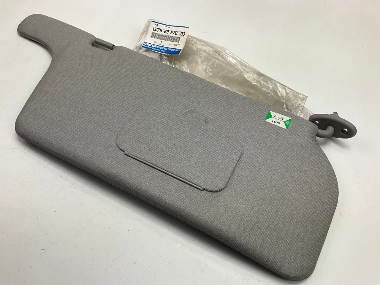NEW OEM Mazda LC76-69-270-03 Right Gray Sun Visor - 2000-2004 MPV W/O Sunroof