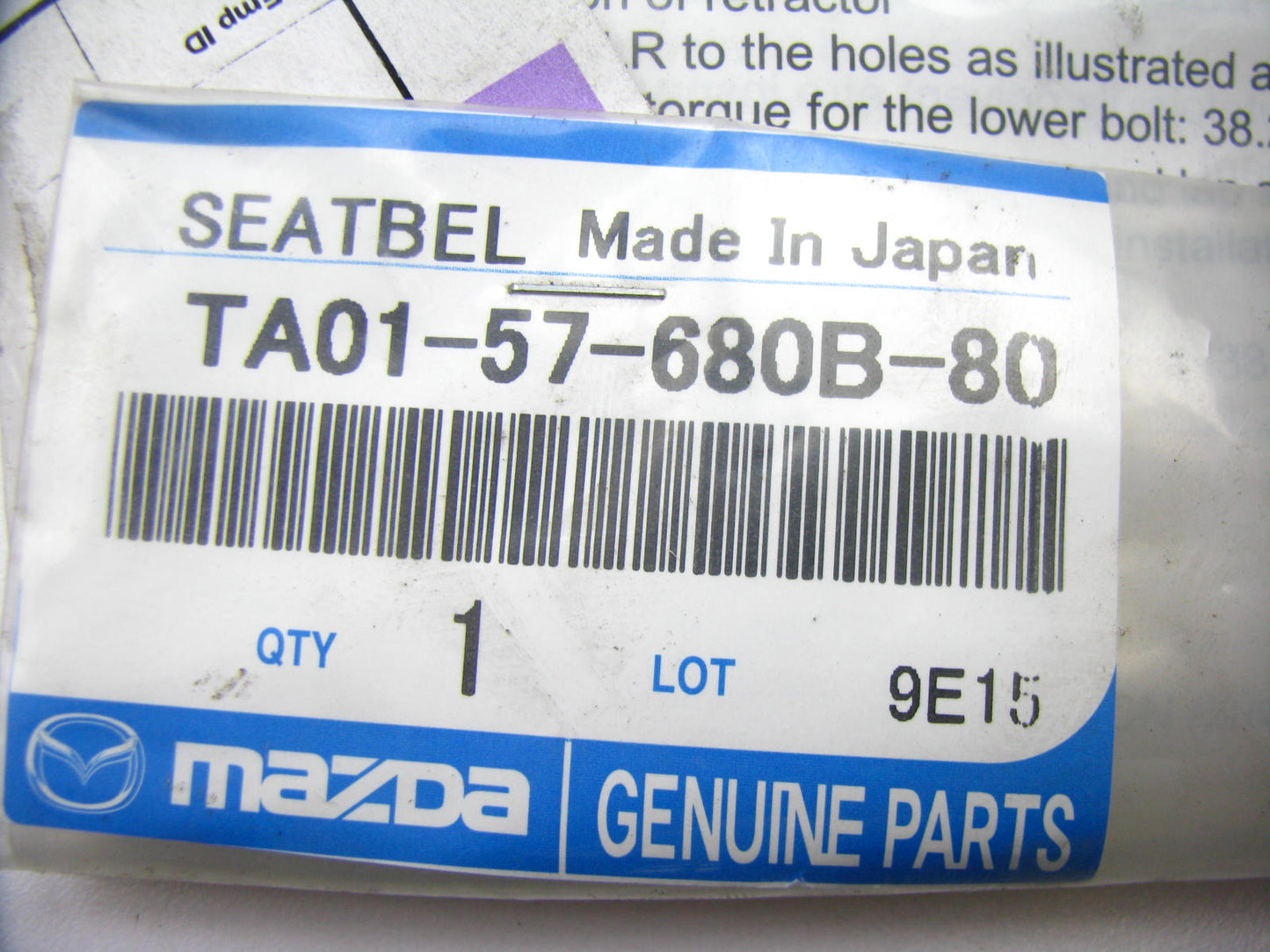 NEW - OEM Mazda TA01-57-680B-80 Front Left Seat Belt Buckle 1995-2000 Millenia