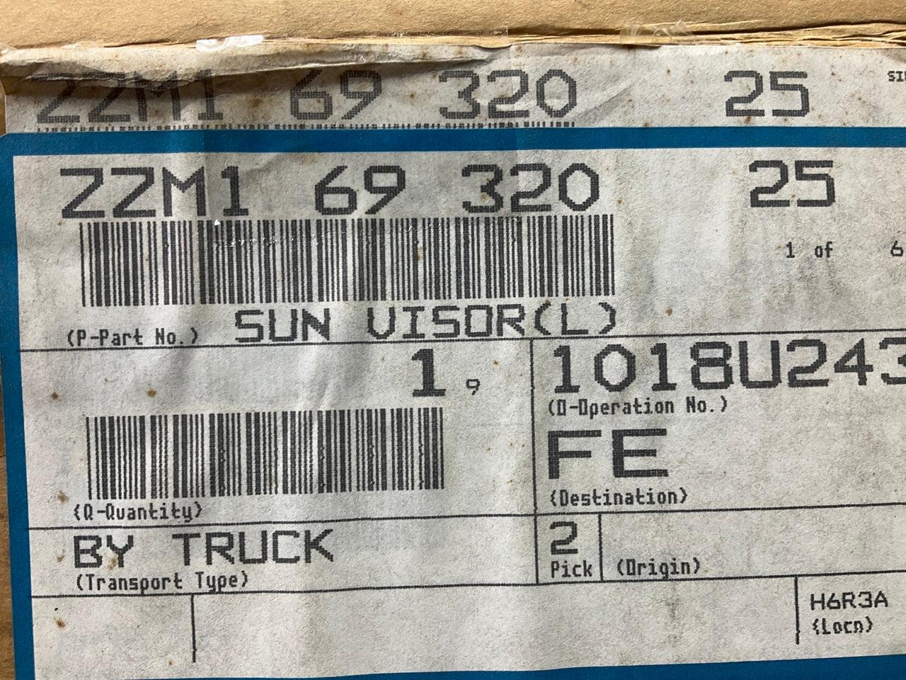NOS OEM Mazda ZZM1-69-320-25 Left Sun Visor - 1994-Up B2300 B3000 B4000 Pickup