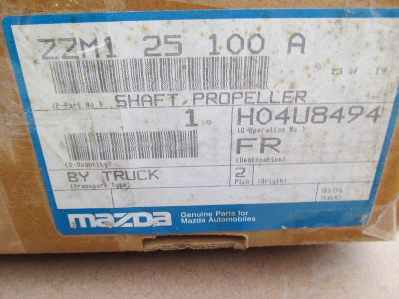 NOS Rear Driveshaft 1991-1994 Mazda Navajo Explorer Sport 2WD WITH MANUAL TRANS.