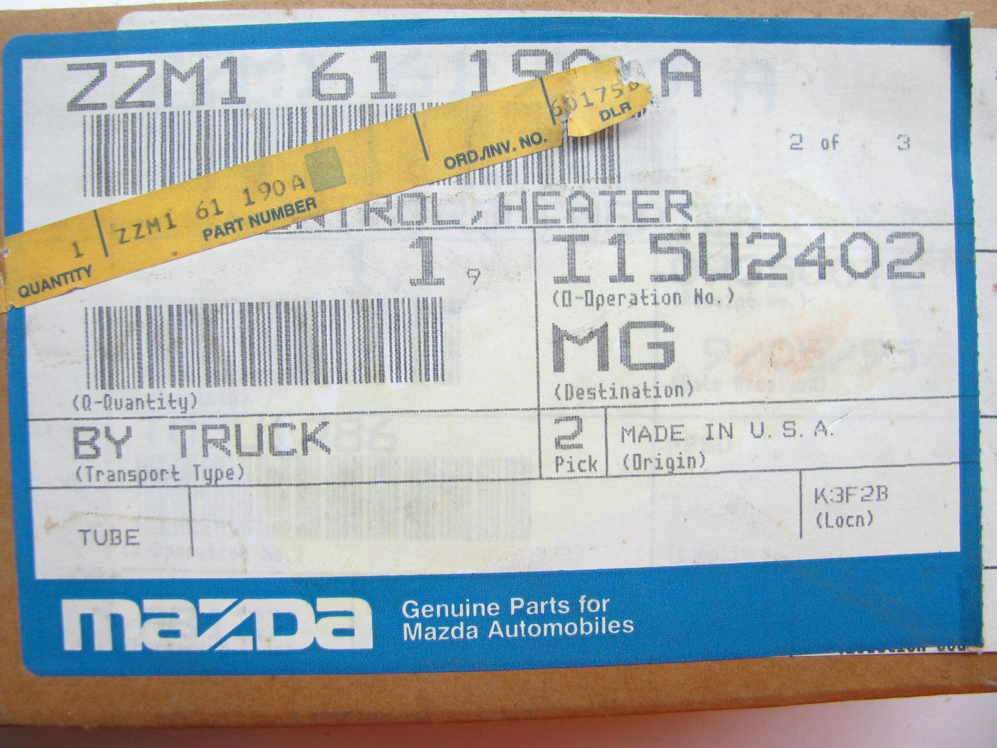 NEW - OEM ZZM161190A Heater Dash Control Panel W/O A/C For 95-97 Mazda B-Series