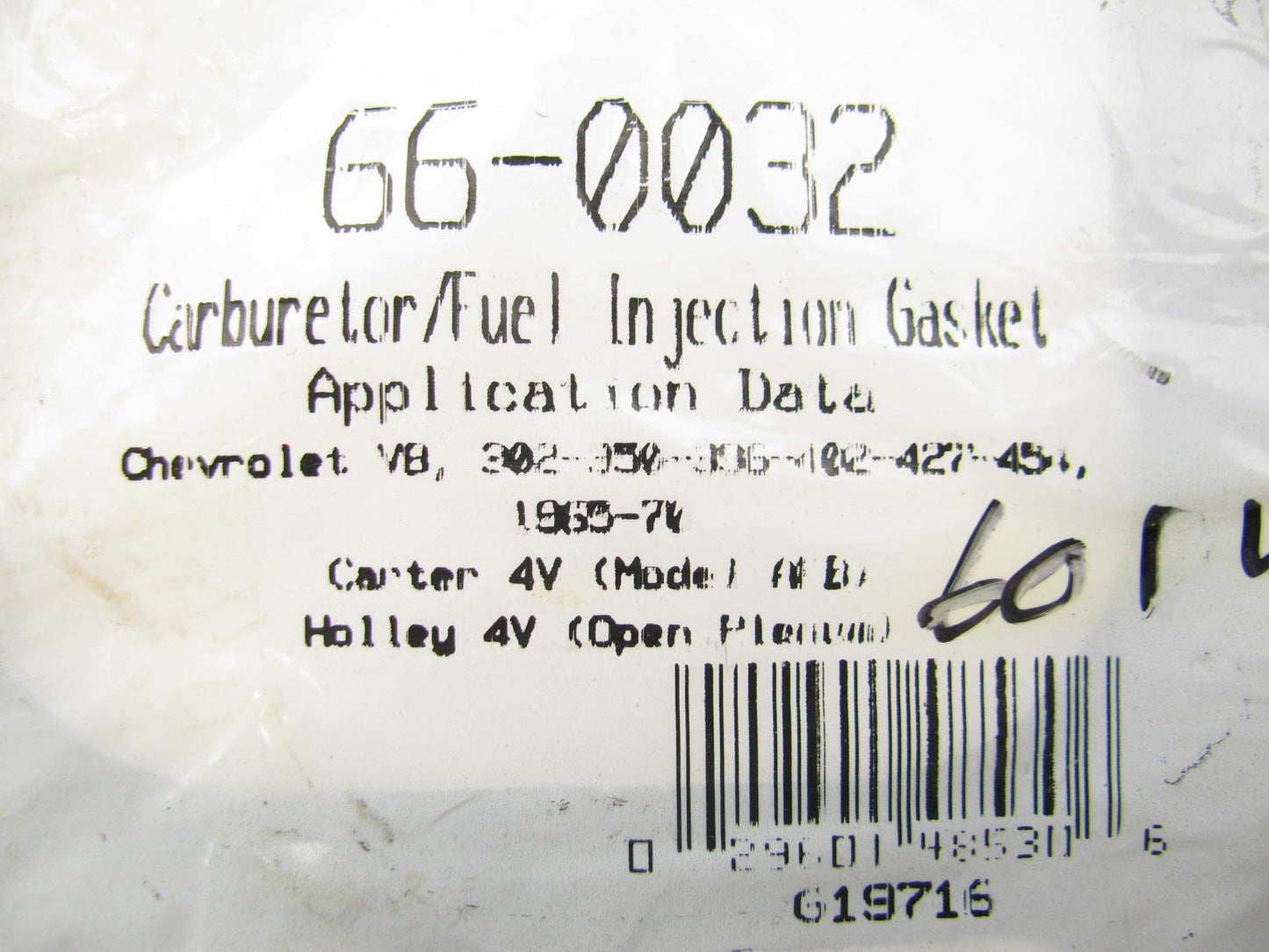 Mccord 66-0032 Carburetor Mounting Gasket