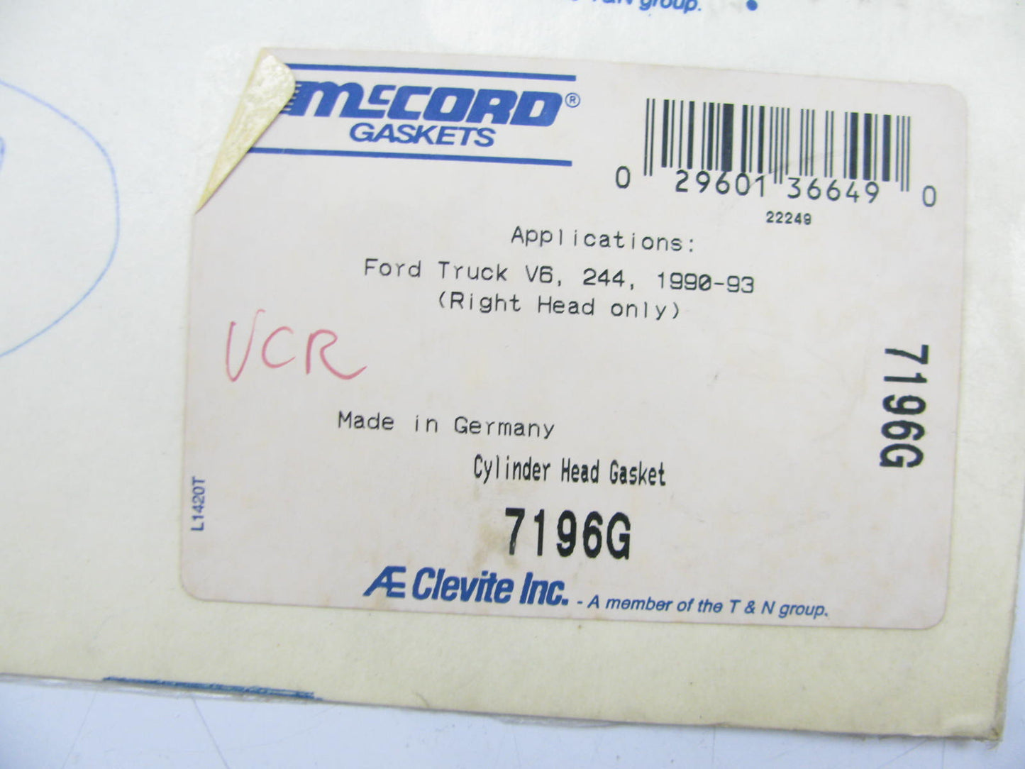 Mccord 7196G Right Cylinder Head Gasket For 1990-2000 Ford 4.0L-V6