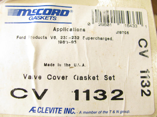 Mccord CV1132 Engine Valve Cover Gasket Set for 1988-1993 Ford 3.8L