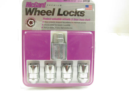 McGard 24130 1/2''-20 Wheel Lock Set Cone Seat Lug Nut Made In USA, Chrome Plated