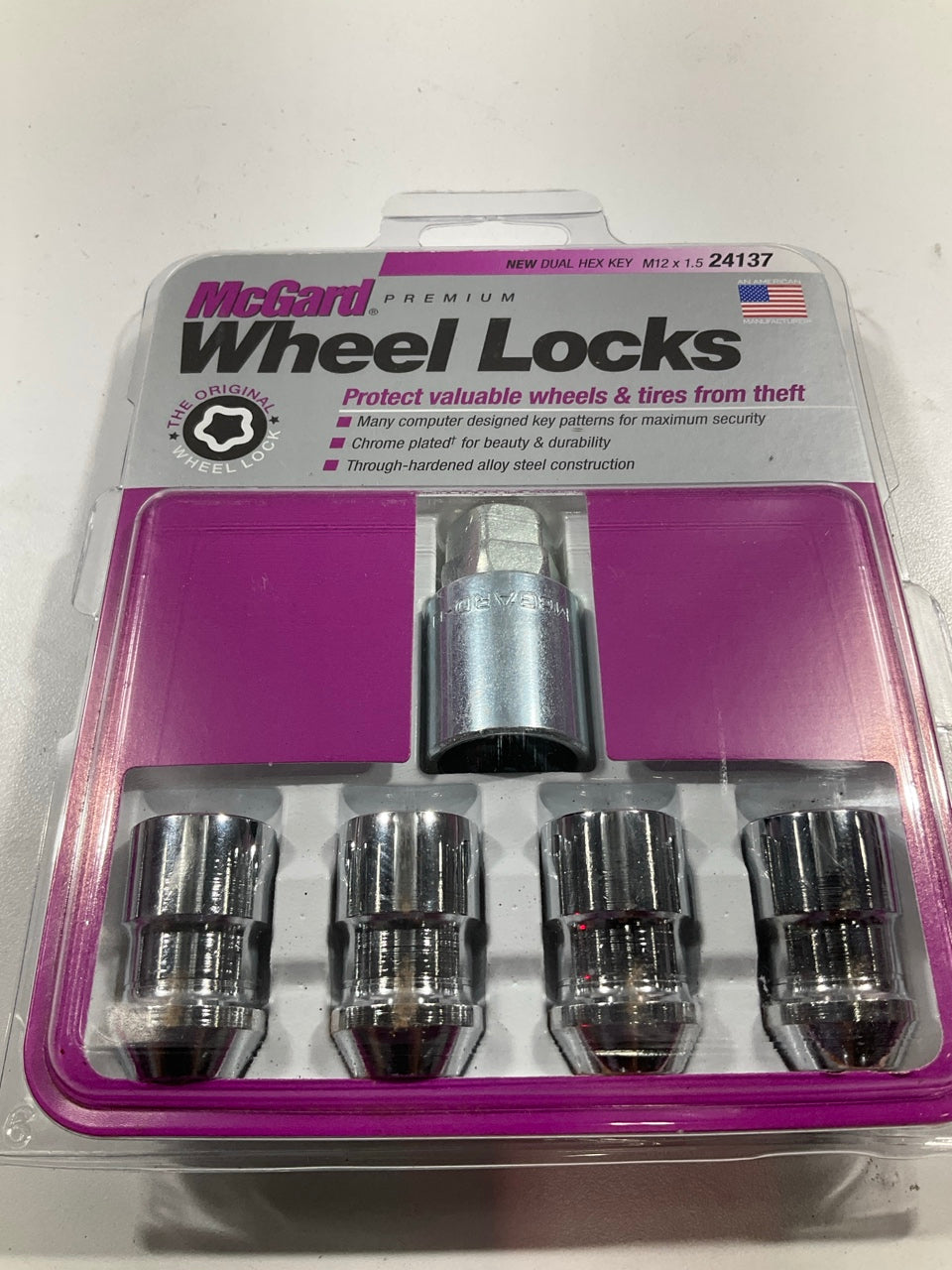 McGard 24137 Chrome Cone Seat Wheel Lock 4 PCS Set M12 X 1.5