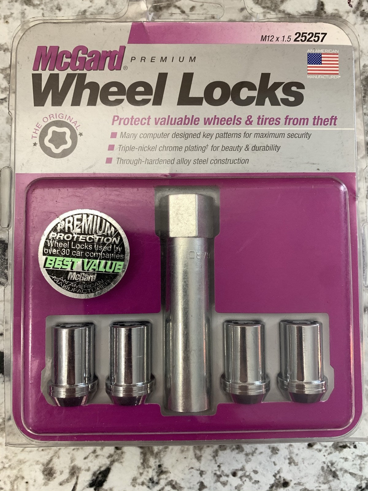 Mcgard 25257 Wheel Locks Chrome Style Cone  M12 X 1.5 / 4 PC