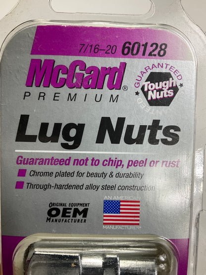 (20) McGard 60128 Chrome Racing Pro Stock .490'' Shank Style Lug Nuts 7/16''-20