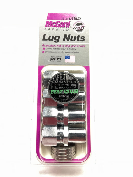 MCGARD 61005 Chrome Racing .746'' Shank Lug Nut Set (1/2'' - 20 Thread), 4 / PACK