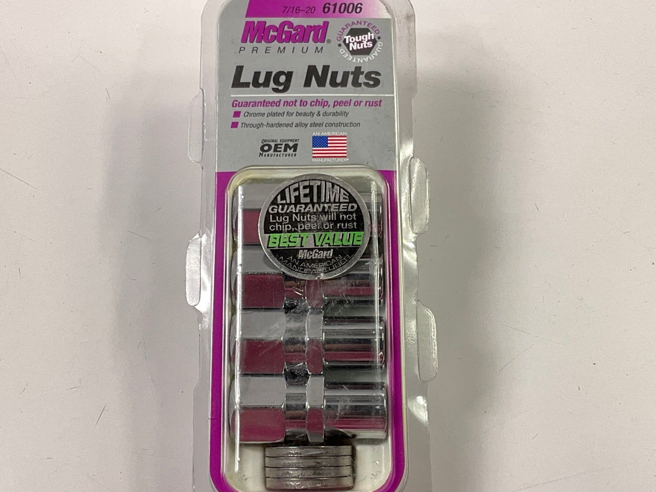 MCGARD 61006 Chrome Racing .746'' Shank Style Lug Nut Set Of 4 (7/16''- 20 Thread)