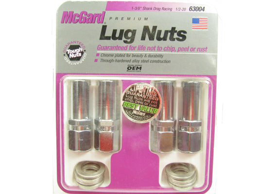 McGard 63004 Chrome Extra Long 1.365'' Shank Style Lug Nut Set 1/2''-20 Thread 4PC