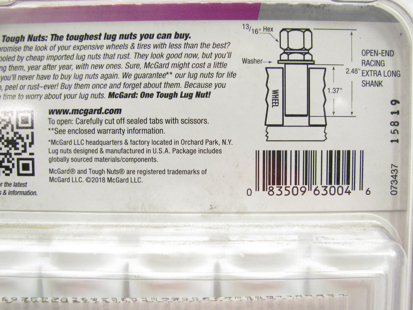 McGard 63004 Chrome Extra Long 1.365'' Shank Style Lug Nut Set 1/2''-20 Thread 4PC