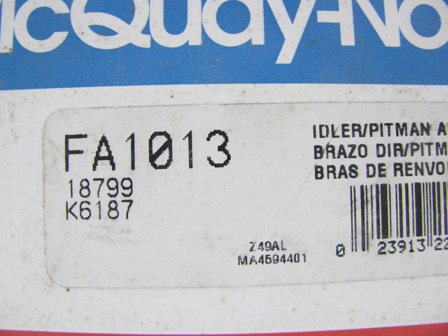 Mcquay-norris FA1013 FRONT Steering Idler Arm