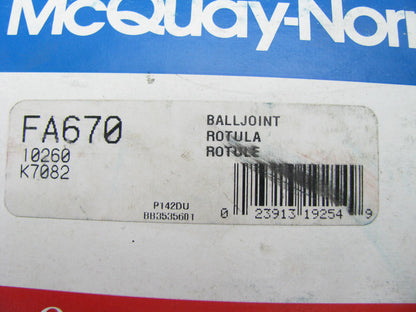 Mcquay-norris FA670 Suspension Ball Joint - Front Upper