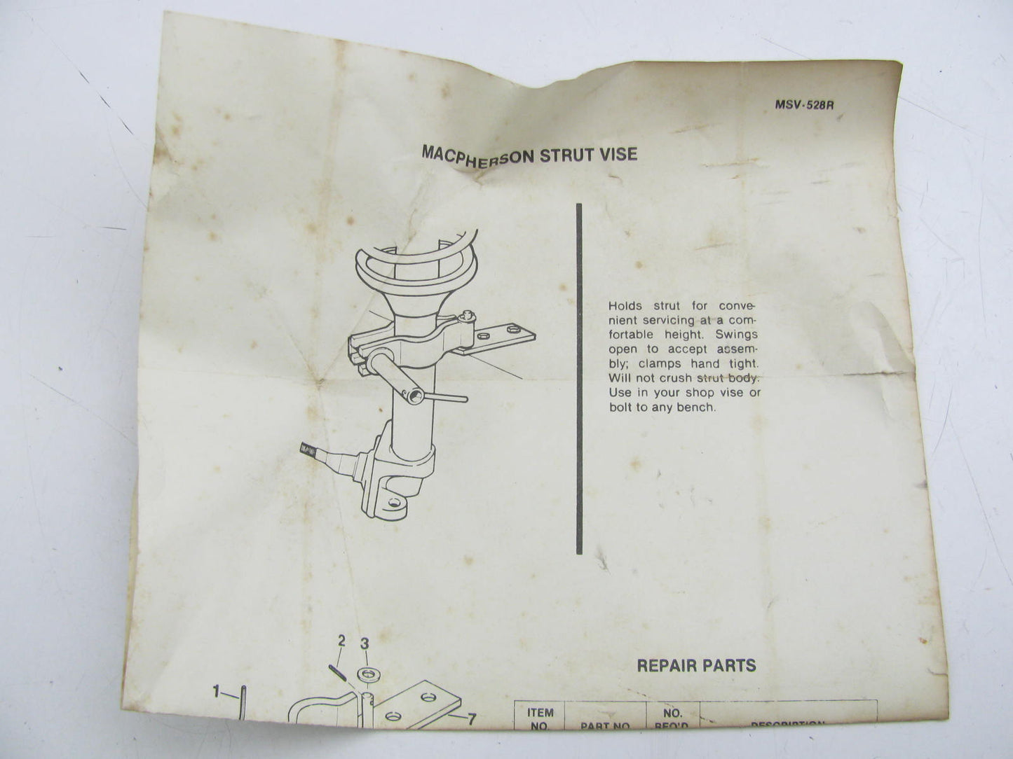 NEW - BRANICK MACPHERSON STRUT VISE - Holds Strut Body Without Damage